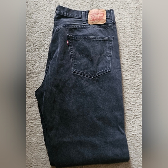 Levis 550 Relaxed Fit Black Denim Jeans Mens 44x32 - Picture 1 of 5